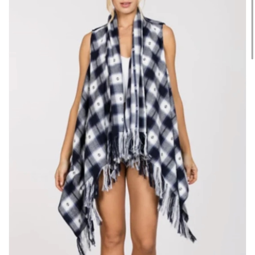 En Creme Flannel Plaid Boho Vest